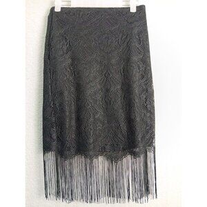 Express Womens Lace Fringe Hem Skirt Size S Y2K Jacquard Tassel Flapper Pareo